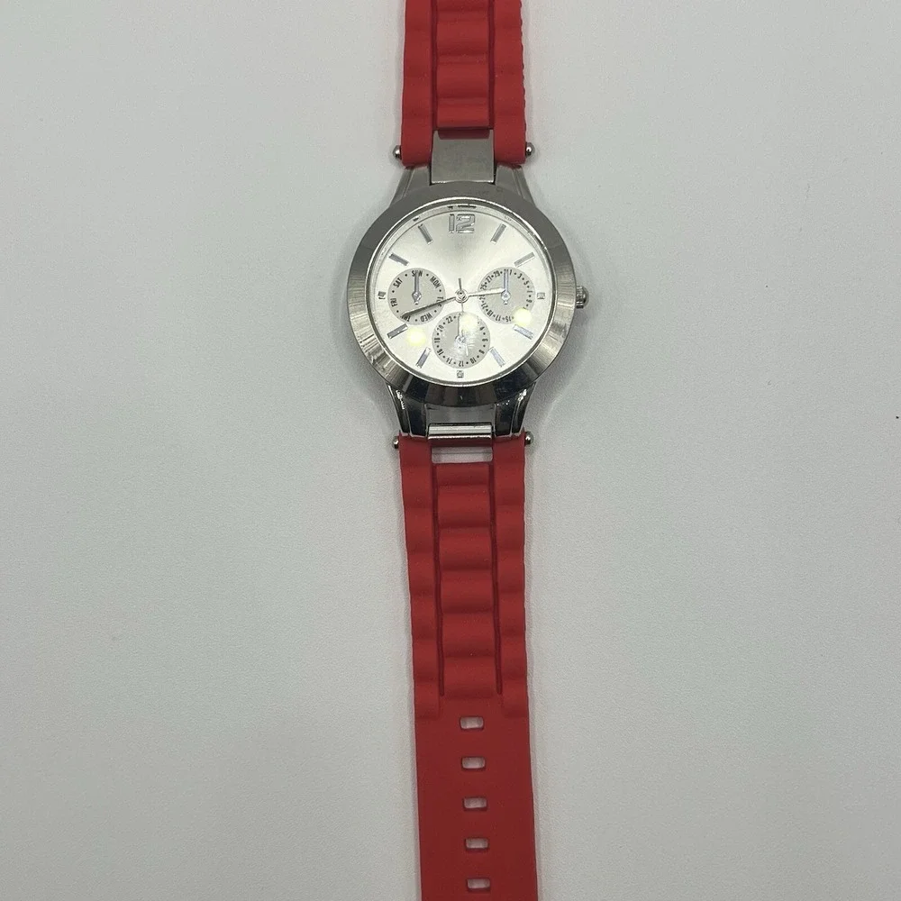 Woman's LBVYR Watch with Red Jelly‎ Band with stainless steel case gift *NEW*